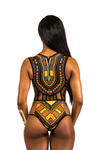 African Women Ethnic Floral Swimsuit | Printed Bathing Suit High Waist